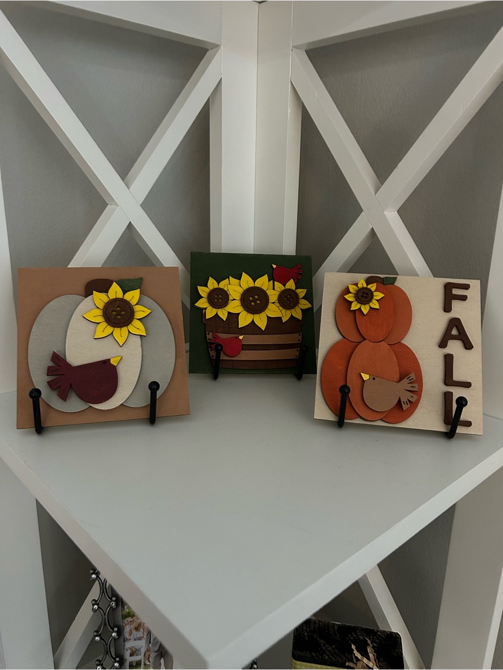 Handmade Fall Sunflower & Pumpkin Wall Decor Set - Neutral and Orange